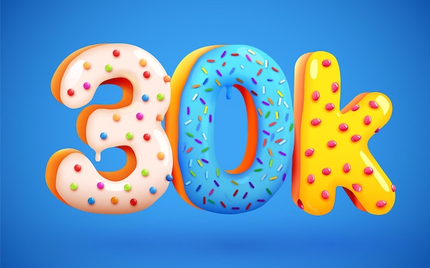 30k follower donut dessert unterzeichnen social media freunde follower danke abonnenten