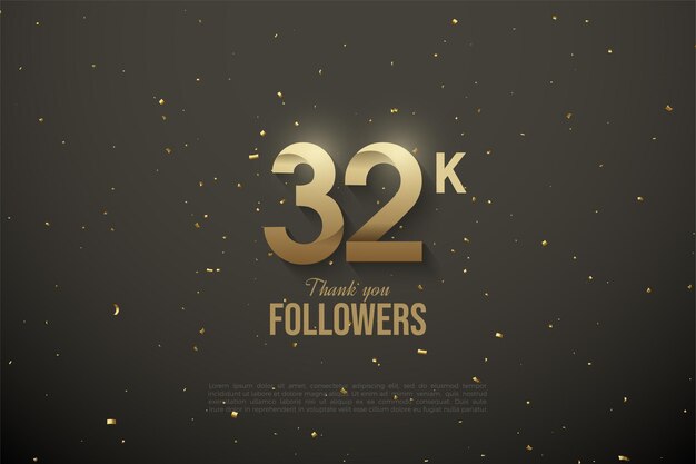 32k Follower Hintergrund mit flachem Nummerndesign