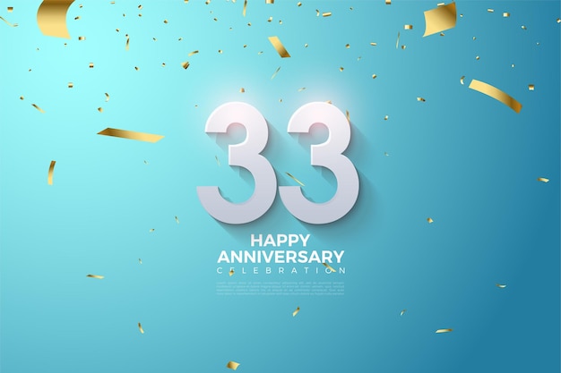 33. Jahrestag mit geprägten 3D-Zahlen