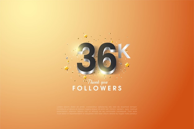 36.000 Follower auf orangefarbenem Hintergrund.
