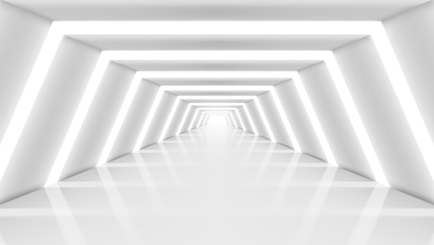 3d abstract future long corridor light interior