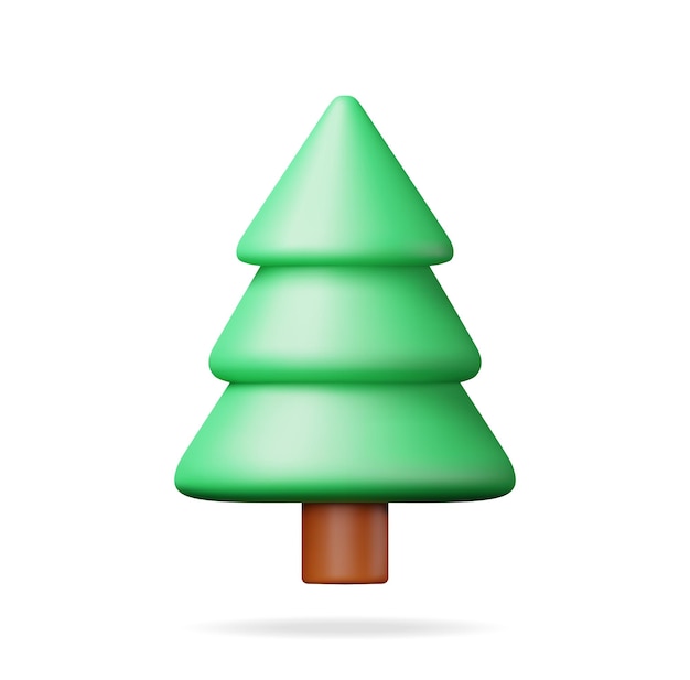 3D-abstrakter Weihnachtsbaum, isoliert, Render-Fichte, immergrüner Baum, Symbol, Grußkarte, festliches Poster, Party-Einladungen, Element Weihnachten und Neujahr, Cartoon-Vektor-Illustration