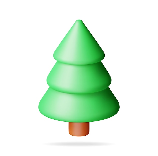 3D-abstrakter Weihnachtsbaum, isoliert, Render-Fichte, immergrüner Baum, Symbol, Grußkarte, festliches Poster, Party-Einladungen, Element Weihnachten und Neujahr, Cartoon-Vektor-Illustration