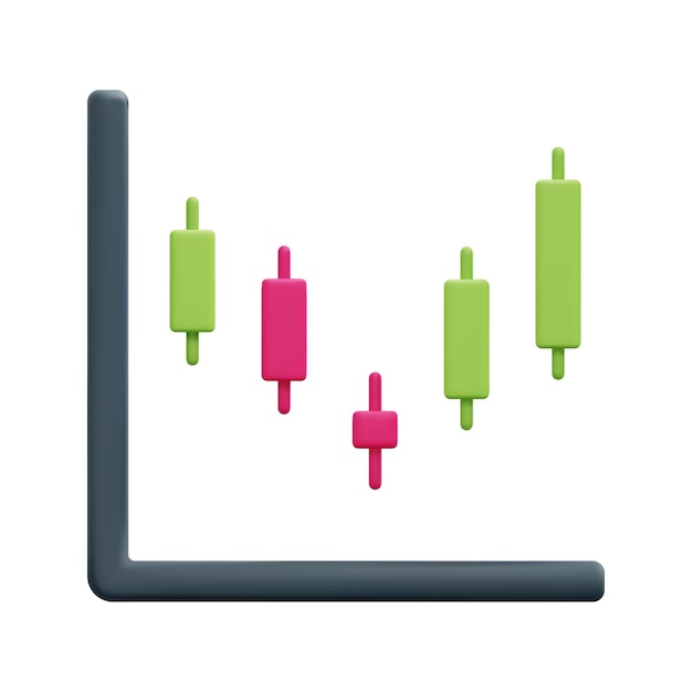 3D-Aktiensymbolvektor Isoliert auf weißem Hintergrund 3D-Investitionsgeschäft und Finanzkonzept Cartoon minimaler Stil 3D-Candlestick-Diagrammsymbol Vektor Render-Illustration