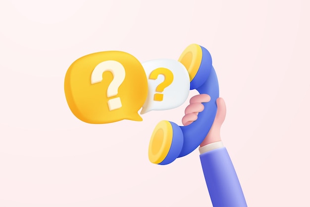3D-Anruftelefon und Blase Sprechen Sie mit der Service-Support-Hotline