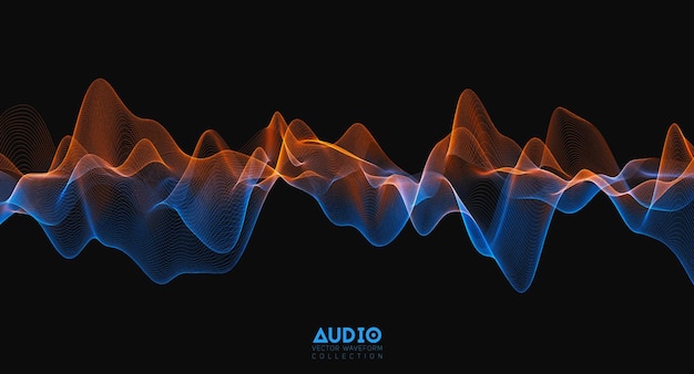 3d-audio-schallwelle. bunte musikpulsschwingung. leuchtendes impulsmuster.