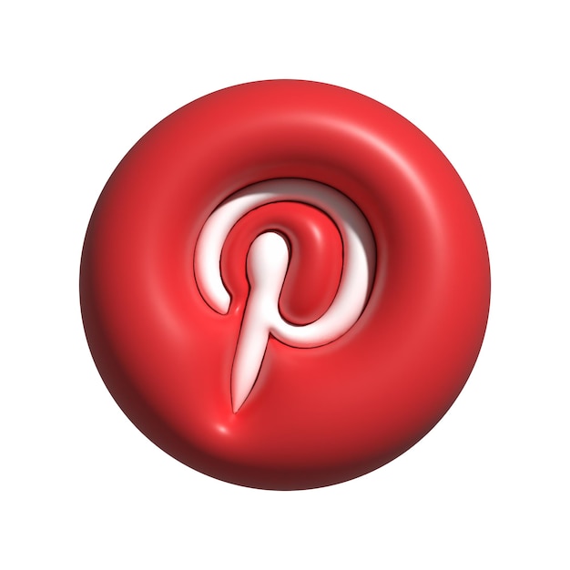 3d-aufgeblasenes pinterest-logo isoliert