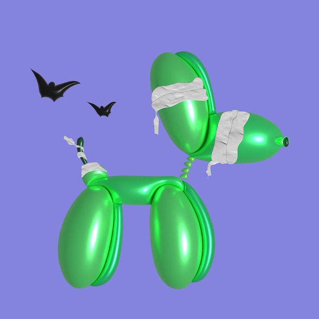 Vektor 3d-ballon-hund-vektor-illustration halloween-zombie