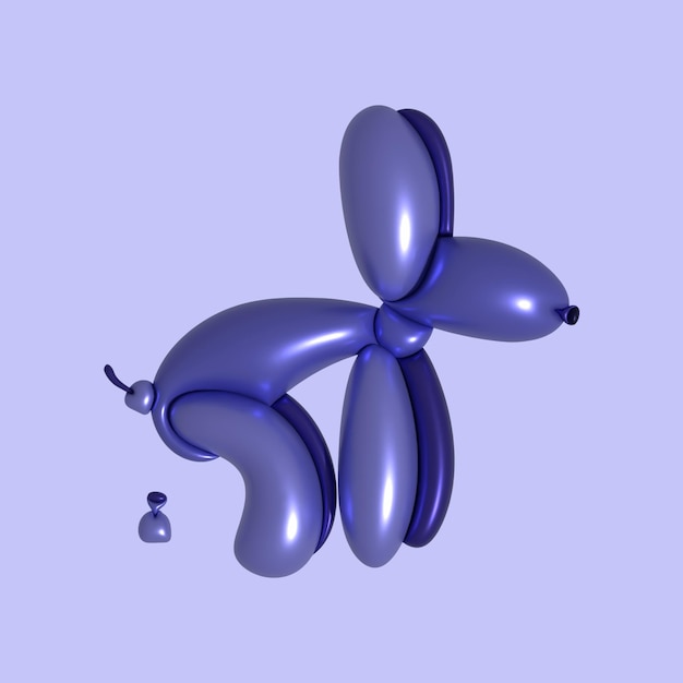 3D-Ballon-Hund-Vektor-Illustration mit kackelndem Hund