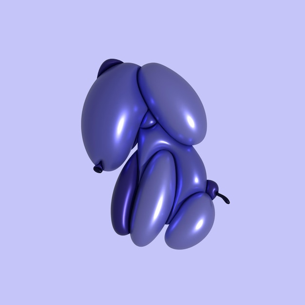 3D-Ballon-Hund-Vektor-Illustration trauriger Hund