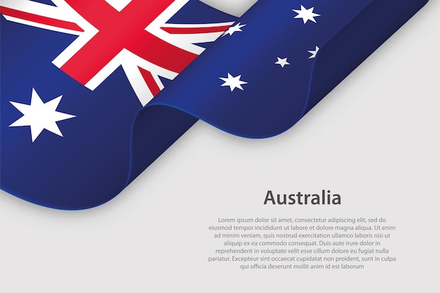 Vektor 3d-band mit nationalflagge australien isoliert auf weißem hintergrund mit exemplar