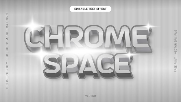 3D-bearbeitbarer Text-Effekt Metallic Chrome Space Gradient Schriftstil-Vektor