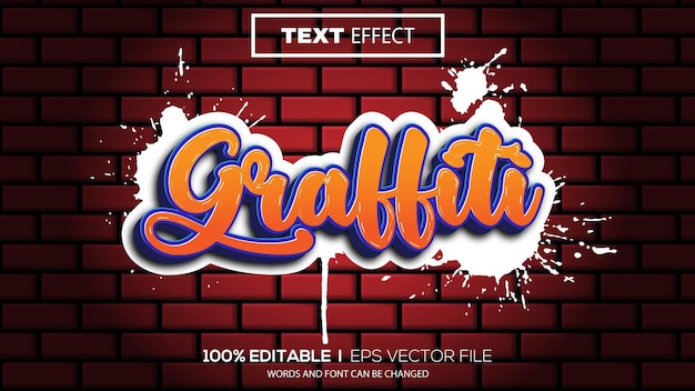 3d bearbeitbarer texteffekt graffiti-thema premium-vektor