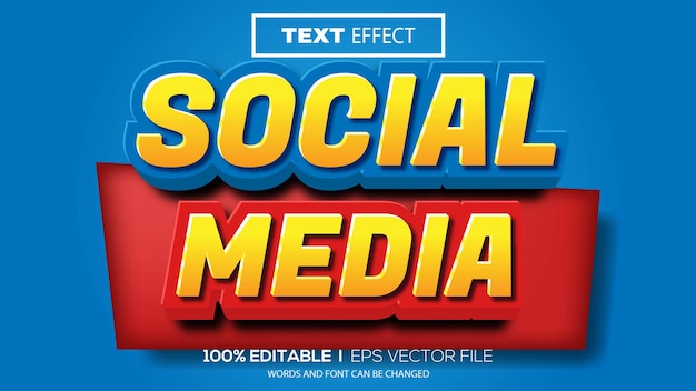 3d bearbeitbarer texteffekt social media thema premium vektor