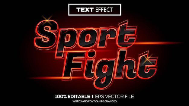 3d bearbeitbarer texteffekt sportkampfthema premium-vektor