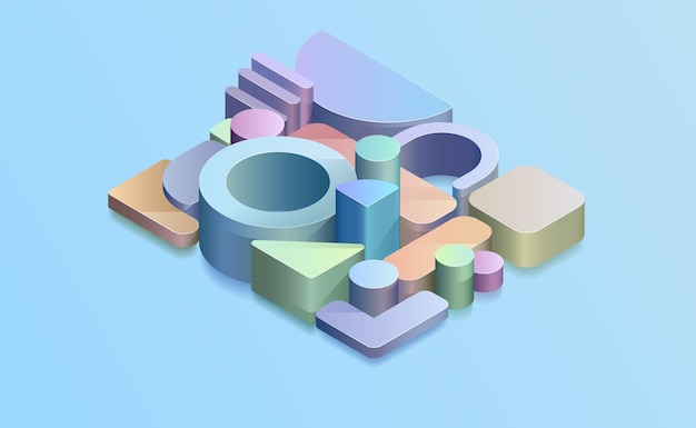 3D-Bild von geometrischen Figuren Vektorillustration Skizze