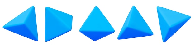 3D-blaues Dreieck-Symbol oder -Symbol mit verschiedenen Winkeln Geometrie-Figur Dreieck-Form Vektor