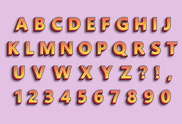 3d bold classic alphabete & numbers set