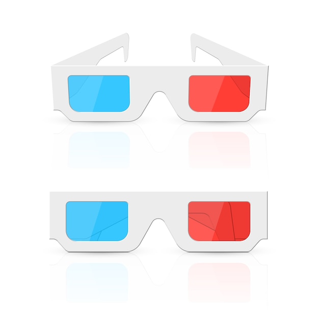 3D-Brillenset isoliert auf Weiß.