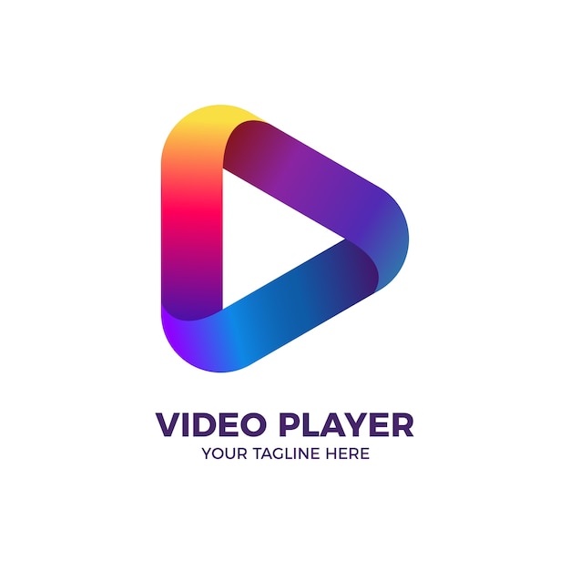 Vektor 3d bunte wiedergabetaste media video player logo vorlage