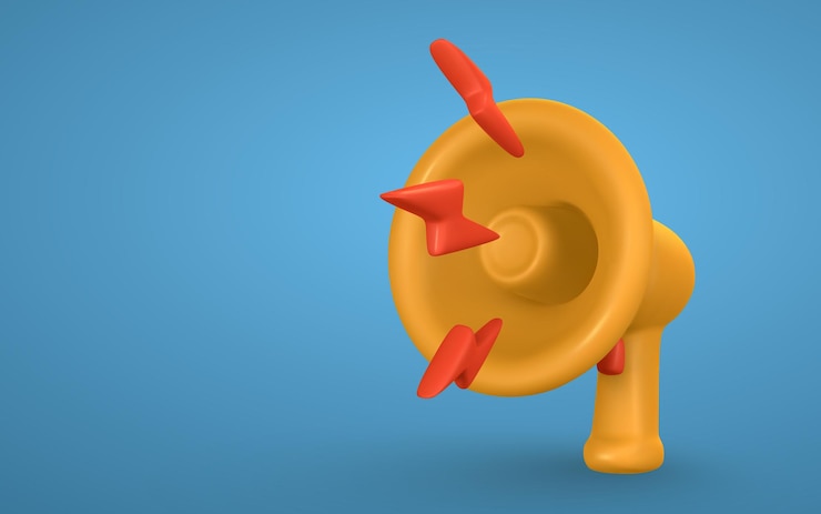 Vektor 3d-cartoon-megaphon mit blitz sprechende trompete vektor-illustration