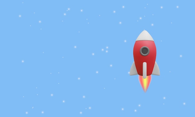 3d-cartoon-rakete isoliert auf weißem hintergrund raketensymbol für grafikdesign-projekte weltraumstart rakete produktabdeckung startup kreative idee vektor-illustration