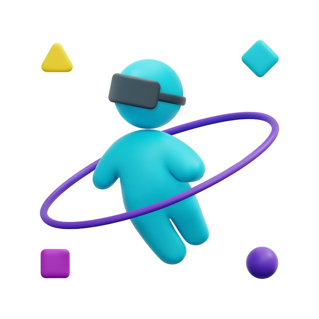 3D-Charakter im 3D-Raum-Icon-Vektor Isoliert auf weißem Hintergrund 3D-Metaverse-Digitaltechnologie-Virtual-Reality-Konzept Cartoon minimaler Stil 3D-Icon-Vektor-Render-Illustration