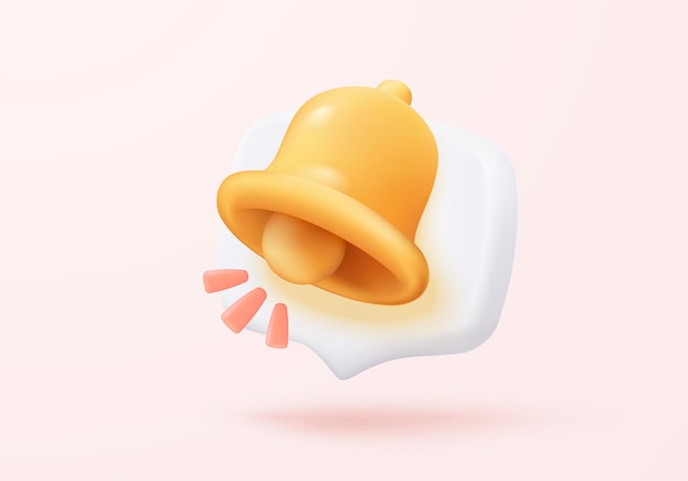 3D-Chat-Benachrichtigungs-Symbol mit Blasensprache, die auf pastellfarbenem Hintergrund schwebt Neues Dringlichkeits-Erinnerungskonzept für soziale Medien Element 3D-Glocken-Ankündigungssymbol für Nachrichtenvektor-Render-Illustration