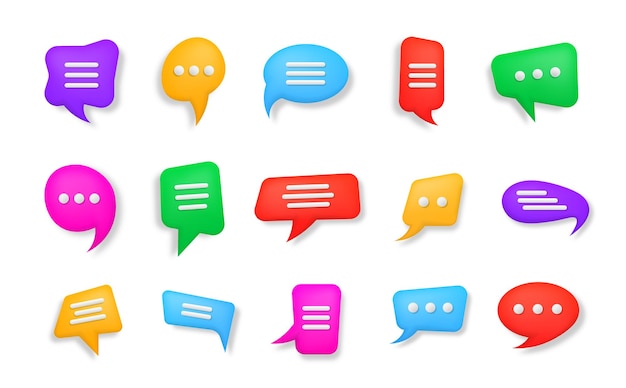 3D-Chat-Blasen Glänzende mehrfarbige Sprechblasen Dialog-Messenger-Formen