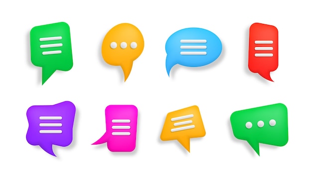 3D-Chat-Symbol Eingeben eines Chat-Symbols Bunte 3D-Sprechblasen Gesprächsdialog