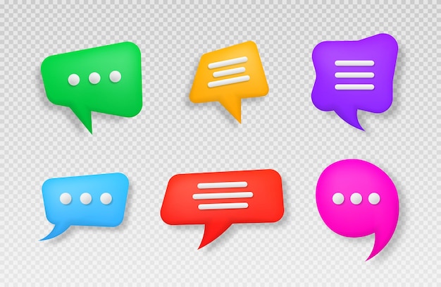 3D-Chat-Symbol Eingeben eines Chat-Symbols Bunte 3D-Sprechblasen