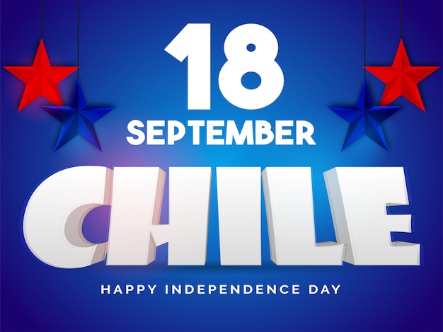 Vektor 3d chile mit hängenden sternen chile independence day