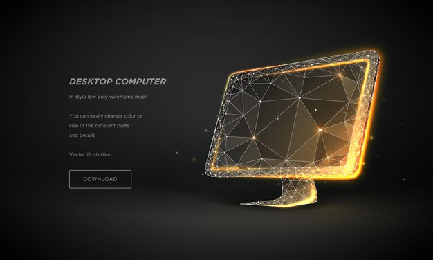 Vektor 3d-computermonitor-zusammenfassung für konzeptentwurf.