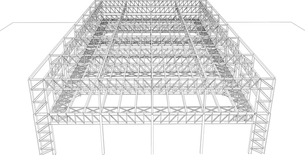 Vektor 3d-darstellung der gebäudestruktur