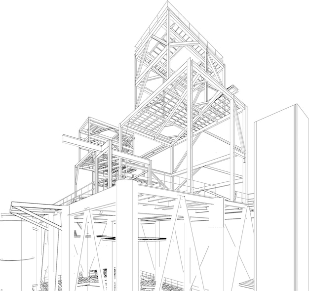 3D-Darstellung eines Industriegebäudes