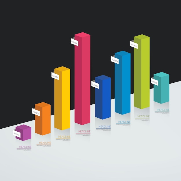 3D-Diagramm Einfach farblich bearbeitbare Infografik-Elemente