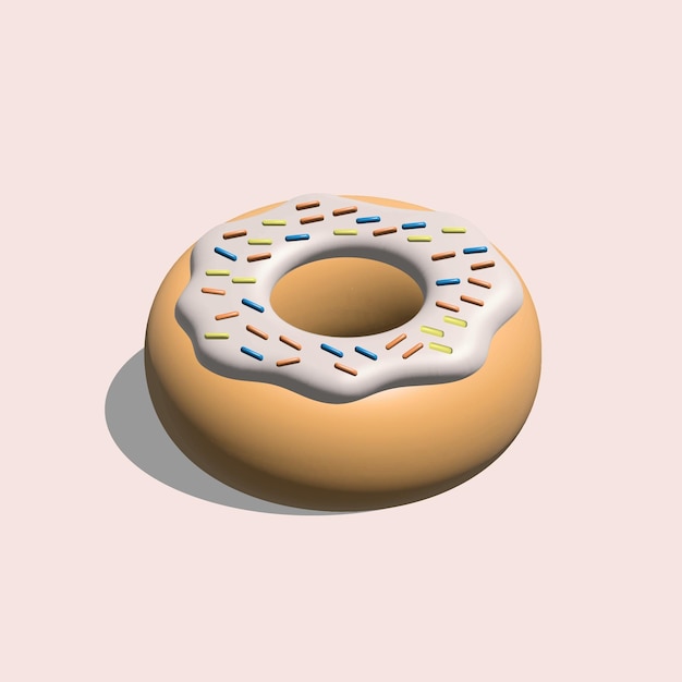 3d-donut mit cremefarbener glasur 3d-rendering-donut