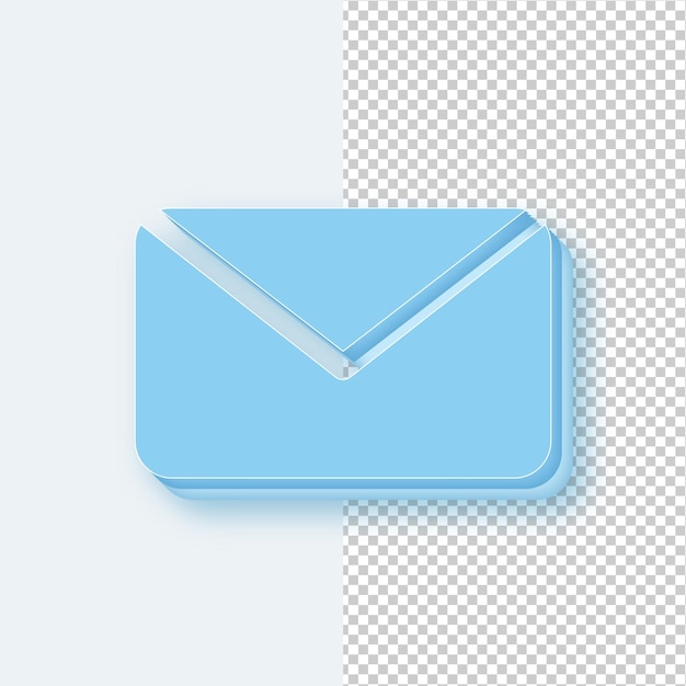 3D-E-Mail-Symbol im hellblauen Eiston mit bearbeitbarem Hintergrund