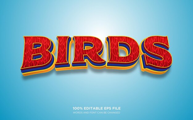 3D-Editierbare Text-Stil-Effekt für Vögel