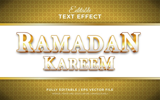 Vektor 3d editierbarer texteffekt von ramadan kareem mit goldenem thema