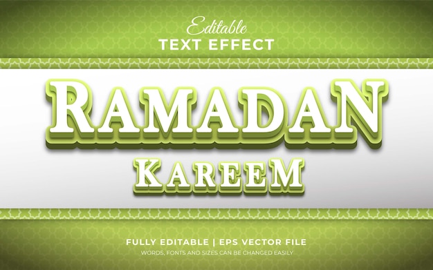 Vektor 3d editierbarer texteffekt von ramadan kareem mit hellgrünem thema