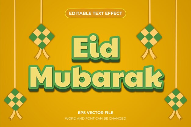 3D Eid Mubarak bearbeitbare Texteffektvorlage