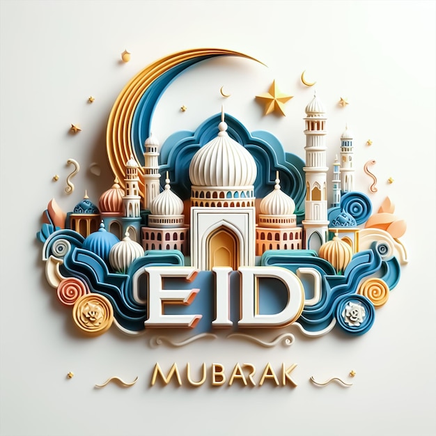 Vektor 3d-eid mubarak grüßentwurf