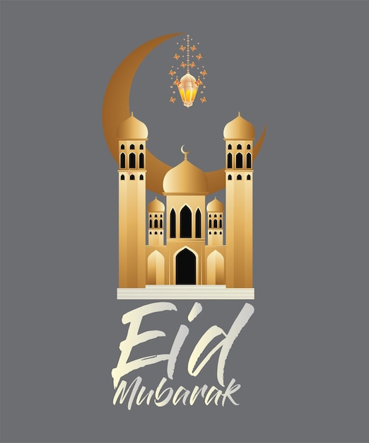 3D-Eid Mubarak-Hintergrund für die Raya-Veranstaltung