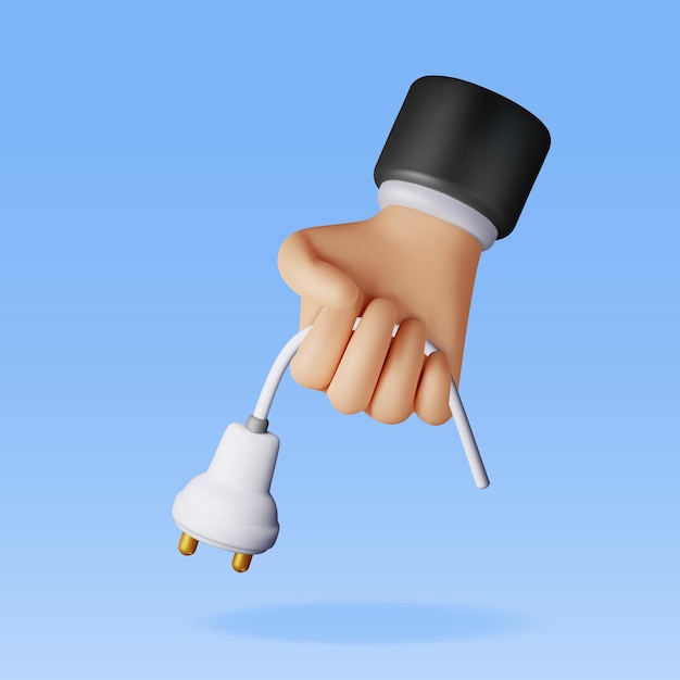 3D-Elektro-Stecker in der Hand isoliert