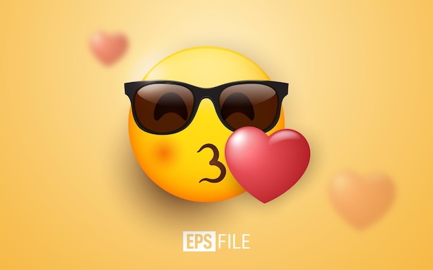 3D Emoji Kuss Sonnenbrille auf orange