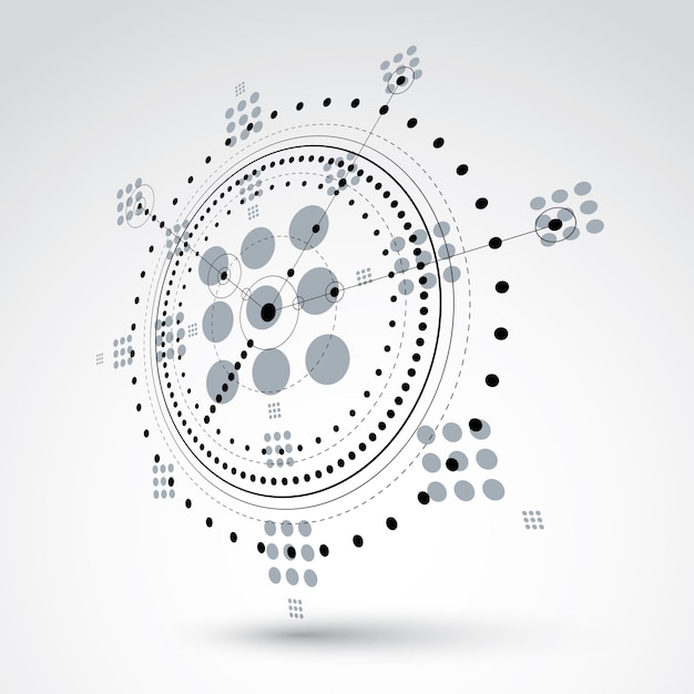 3D-Engineering-Technologie-Vektorhintergrund. Futuristischer technischer Plan, Mechanismus. Monochromes mechanisches Schema, dimensionales abstraktes Industriedesign kann als Website-Hintergrund verwendet werden.