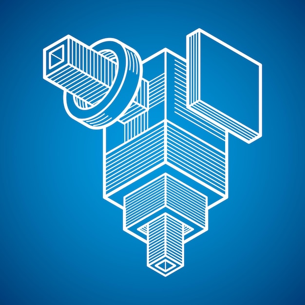 3D-Engineering-Vektor, abstrakte Form aus Würfeln und geometrischen Formen.
