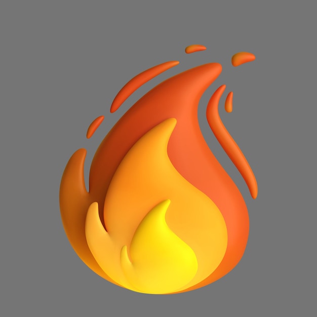 3d-feuerflammen-icon isoliert auf grey hintergrund vektor-illustration