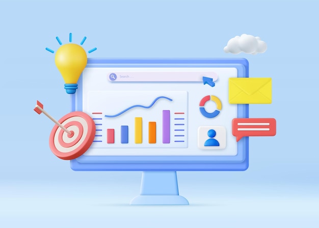 3D-Finanzberichtsdiagramm
